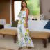 vestido de tirantes con abertura y volantes florales sexy de verano NSHYG118515