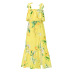 summer sexy floral ruffled slit sling dress  NSHYG118515