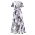 Summer short-sleeved v-neck Print Slit Dress  NSHYG118516