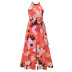 sexy sleeveless round neck slit floral dress  NSHYG118519