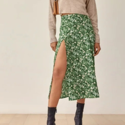 Slit Long Pastoral Style Floral Skirt NSYJN118438