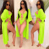 hollow sling backless lace-up one-piece swimsuit and loose outwear set NSFYZ118527