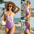 printed low-cut sleeveless hollow one-piece swimsuit NSLM118632