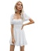 square neck short sleeve backless lace-up solid color dress NSNCK118645