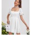 bow square neck short sleeve backless solid color dress NSNCK118650