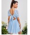 bow square neck short sleeve backless solid color dress NSNCK118650