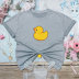 little yellow duck print short-sleeved simple round neck T-shirt  NSYIS122729
