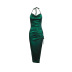 spring solid color sleeveless v-neck tight slit sling dress  NSSD118678