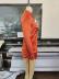 vestido camisero plisado de manga larga con solapa naranja NSSD118681