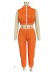 sexy naranja sin mangas con cremallera superior y pantalón conjunto de dos piezas NSSD118682
