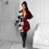 autumn retro plaid long-sleeved color maching belted shirt dress NSSD118688