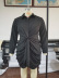 vestido camisero corto ajustado de manga larga negro de otoño NSSD118692