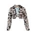 autumn leopard print long-sleeved v-neck top  NSSD118697