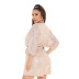 long-sleeved V-neck sequined lace-up shorts jumpsuit  NSDLY118698