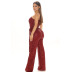 sexy solid color sequined sleeveless v-neck belted backless prom sling jumpsuit NSDLY118700