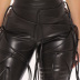 pantalón de cuero de pu ajustado con cordones múltiples de cintura alta NSDLY118710