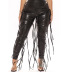 high waist Multiple lace-up tight pu leather pant NSDLY118710