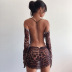 hanging neck flared sleeves backless leopard print dress NSDLY118713