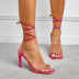 transparent one word belt clip toe square head strappy high heel sandals NSZLX118722
