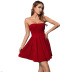 solid color Off-shoulder waist backless A-line dress NSWX118734