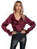 spring solid color pile collar long-sleeved satin straight top  NSNCK118816