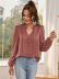 solid color long-sleeved V-neck chiffon striped lace commuter OL top  NSNCK118818