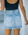 high waist washed raw edge denim sheath skirt NSHM118839