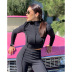solid color stitching long-sleeved top trousers two-piece lounge set NSZH118862