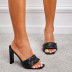 square head woven belt high-heeled slippers NSZLX118875