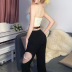 hollow pearl chain high waist lace-up solid color pants NSSS118877