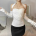 hanging neck backless wrap chest solid color top with sleeve covers NSSS118884