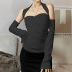 hanging neck backless wrap chest solid color top with sleeve covers NSSS118884