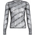 letter printing perspective mesh long-sleeved top NSSSN118919