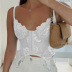 sexy solid color low-cut perspective mesh flower lace sling vest  NSSSN118920