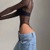 sexy black perspective mesh zipper bottom jumpsuit  NSSSN118926