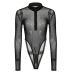sexy black perspective mesh zipper bottom jumpsuit  NSSSN118926