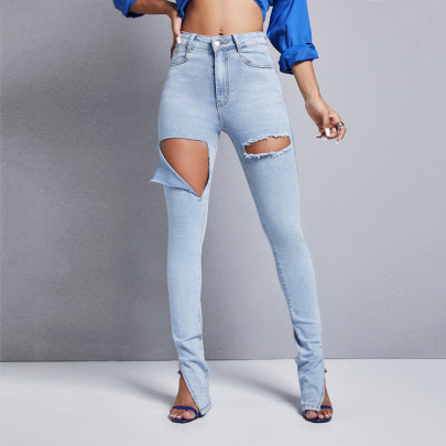 Hole Skinny Slit Slim-fit Jeans NSWL118985