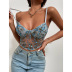 embroidered floral lace mesh wrap chest camisole NSRBL118998
