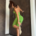 hanging neck backless lace-up slim solid color dress NSHTL119069
