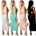summer solid color vest and tight knotted long skirt two-piece set NSFYZ119089