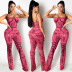 sexy wrapped chest letter printed milk silk sling jumpsuits NSFYZ119090