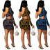 Digital Printing single-Shoulder long-sleeved Hollow tight Dress NSFYZ119093