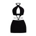 Hollow Backless Hanging neck wrap chest solid color Dress NSKKB119128