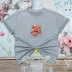 loose round neck short-sleeved mushrooms printing T-shirt NSYIS120649