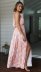 printing halter neck pink slit long dress NSJKW119157