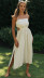 solid color backless lace-up irregular slit dress NSJKW119171