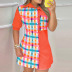 Colorblock Print Pocket Single Breasted Shirt Dress NSHHF119180