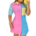 Colorblock Print Pocket Single Breasted Shirt Dress NSHHF119180
