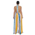hanging neck lace-up backless loose striped jumpsuit NSXLY119198