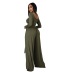 long-sleeved wide-leg lace-up solid color top and pant suit NSXLY119203
